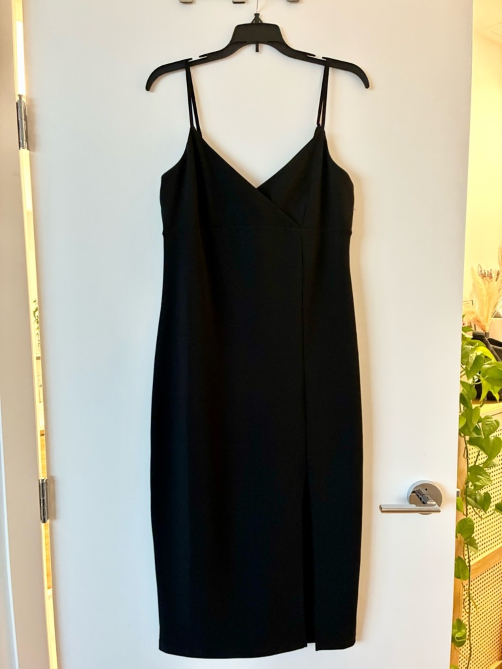 Classic Black Slip Dress with V-Neck